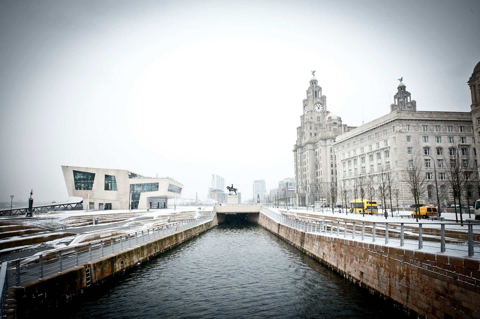 A winter view of the waterfront in Liverpool, England, United Kingdom