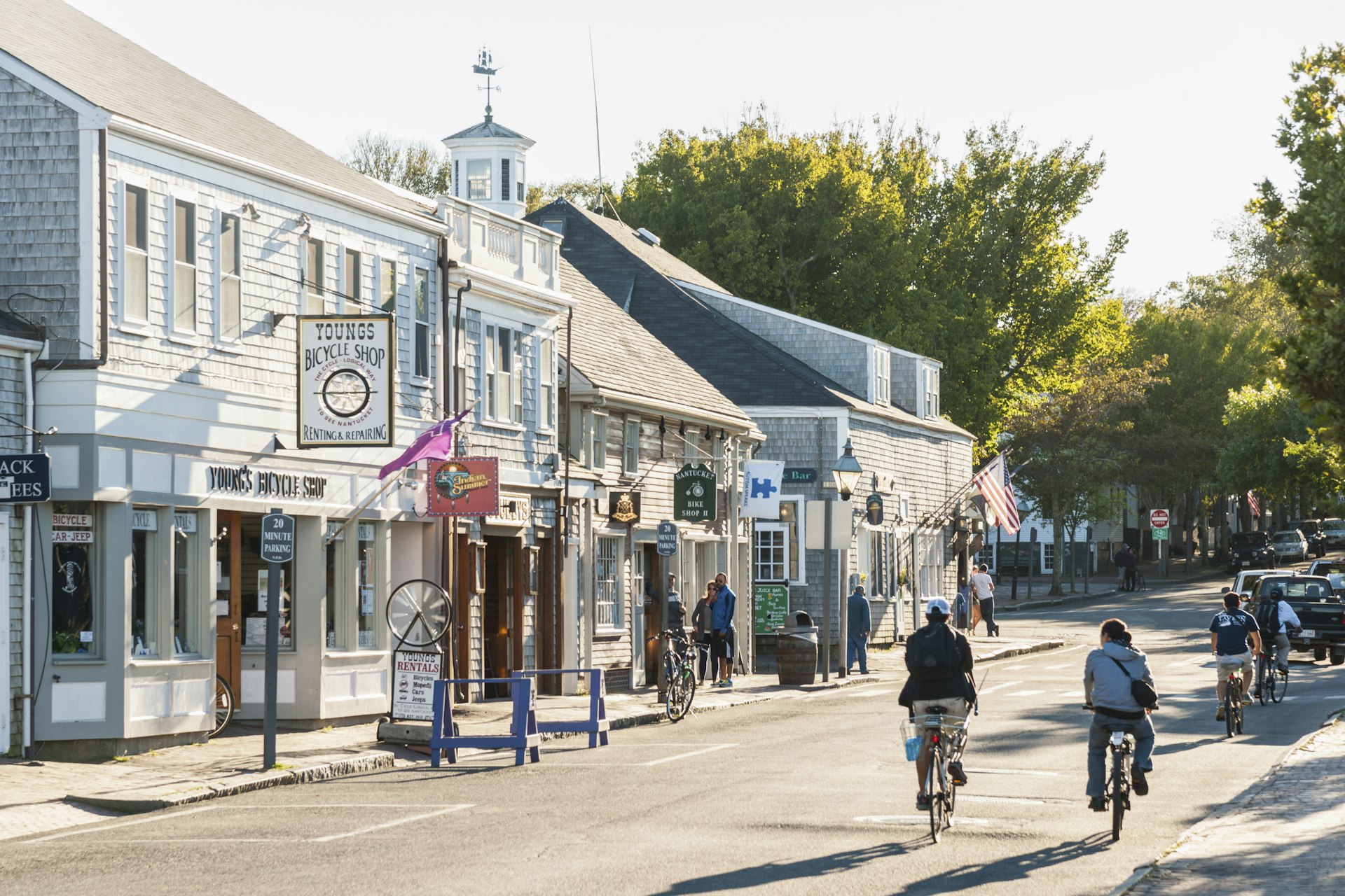 View of historic street in Nantucket, MA 