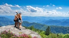 Family looking at the views in Great Smoky Mountains National Park in North Carolina