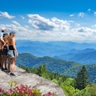 Family looking at the views in Great Smoky Mountains National Park in North Carolina