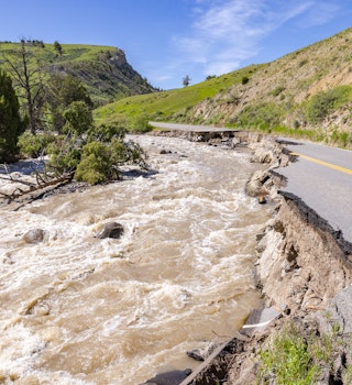 GARDINER, MT - JUNE 18:  In this handout photo provided by the National Park Service, the North Entrance Road is washed after flooding in Yellowstone National Park on June 18, 2022 in Gardiner, Montana. (Photo by Jacob W. Frank/National Park Service via Getty Images)