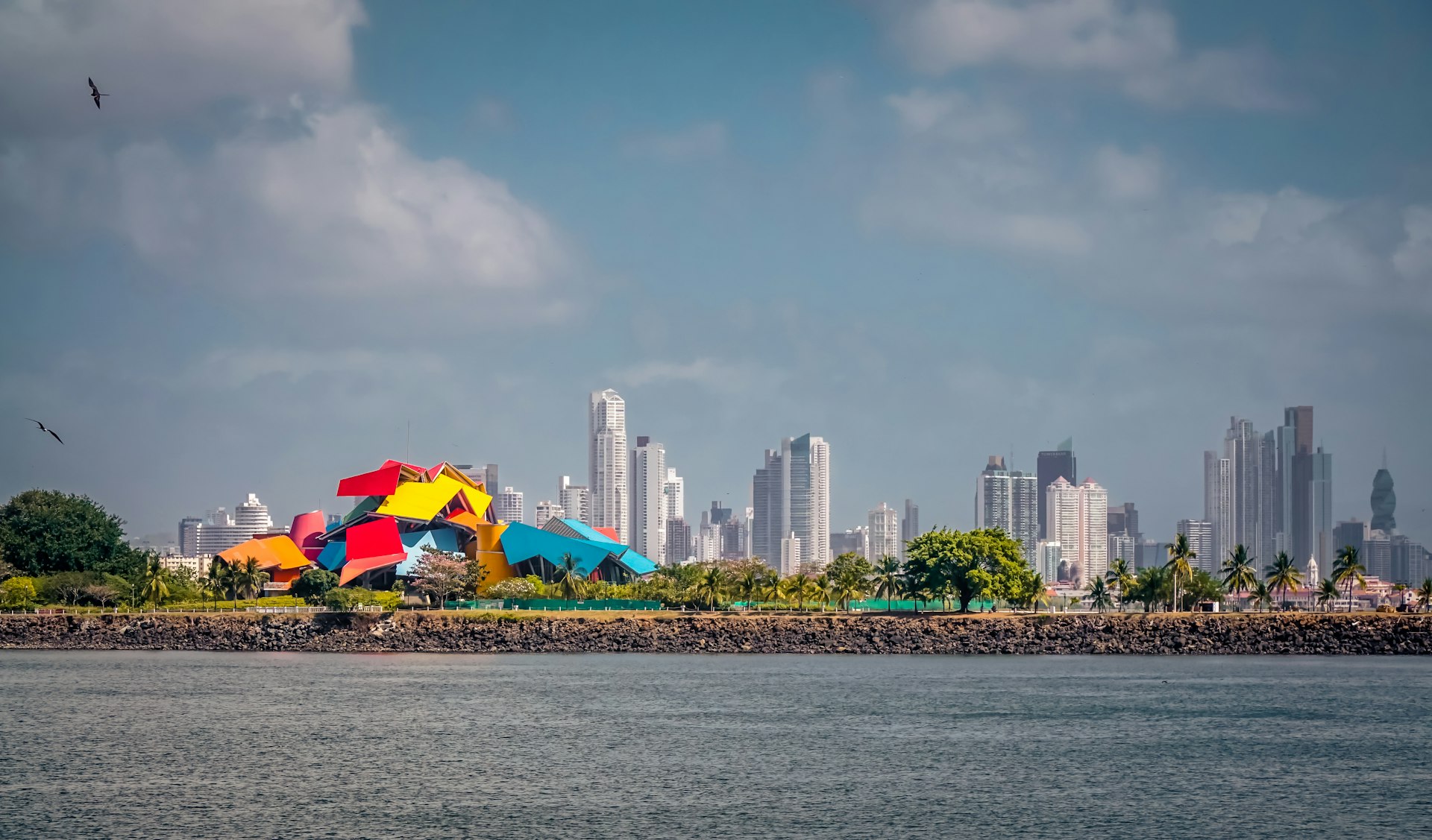 Colorful rooftops of Panama City's Biomuseo in Amador