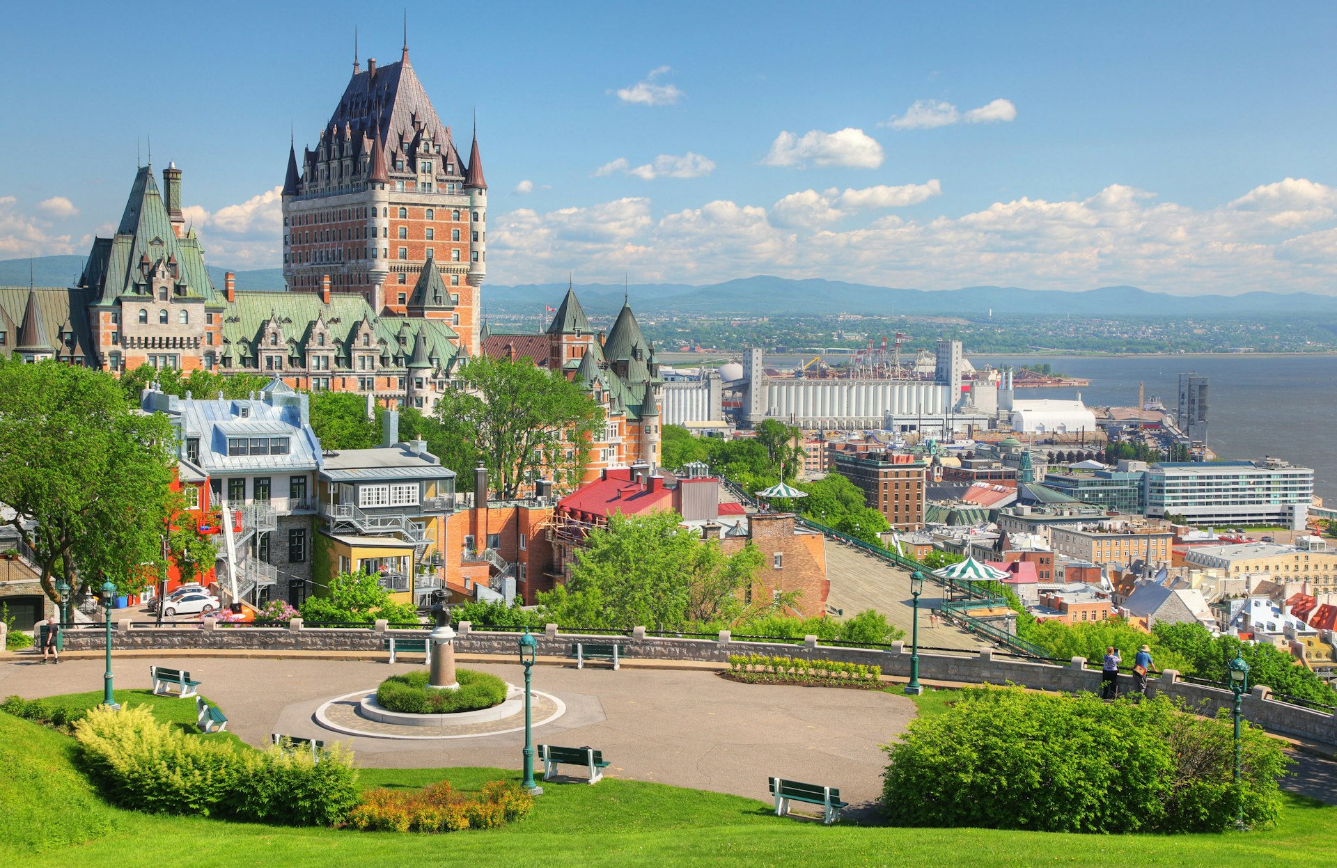 Exterior of Chateau Frontenac in Old Quebec City, seen from Bastion-de-la-Reine