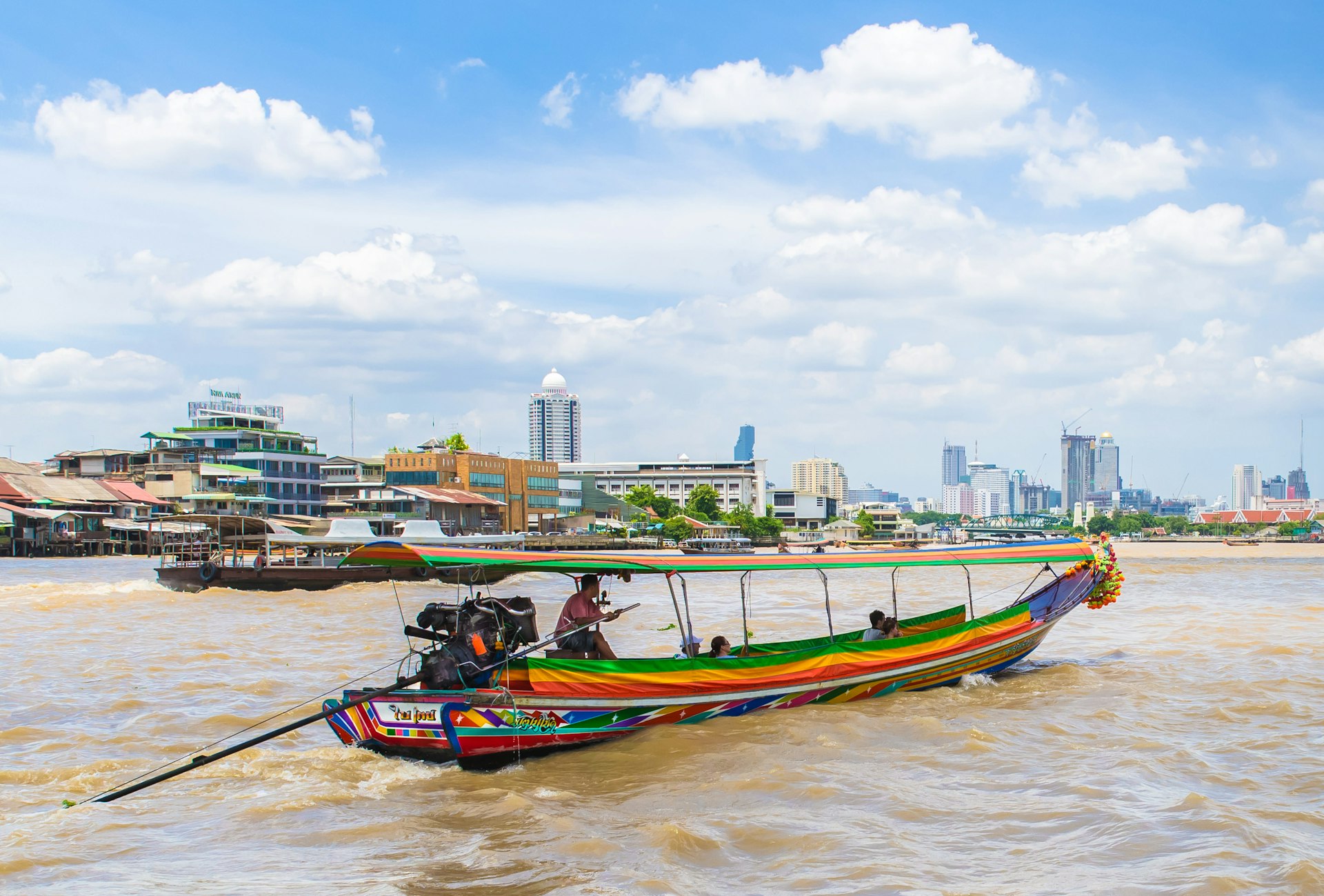 A chartered long-tail boat on the Chao Phraya river, Bangkok