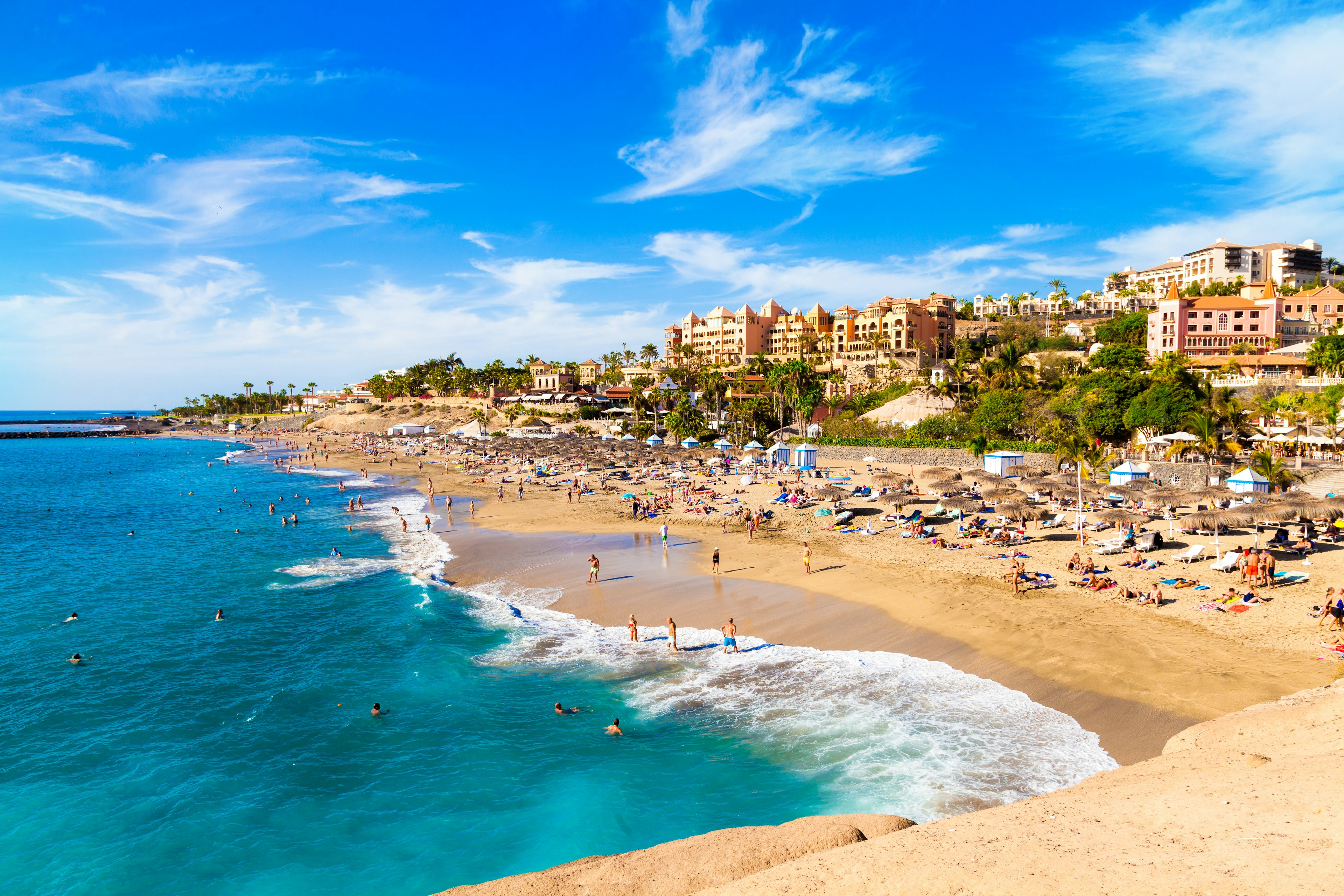 El Duque beach and coastline in Tenerife.