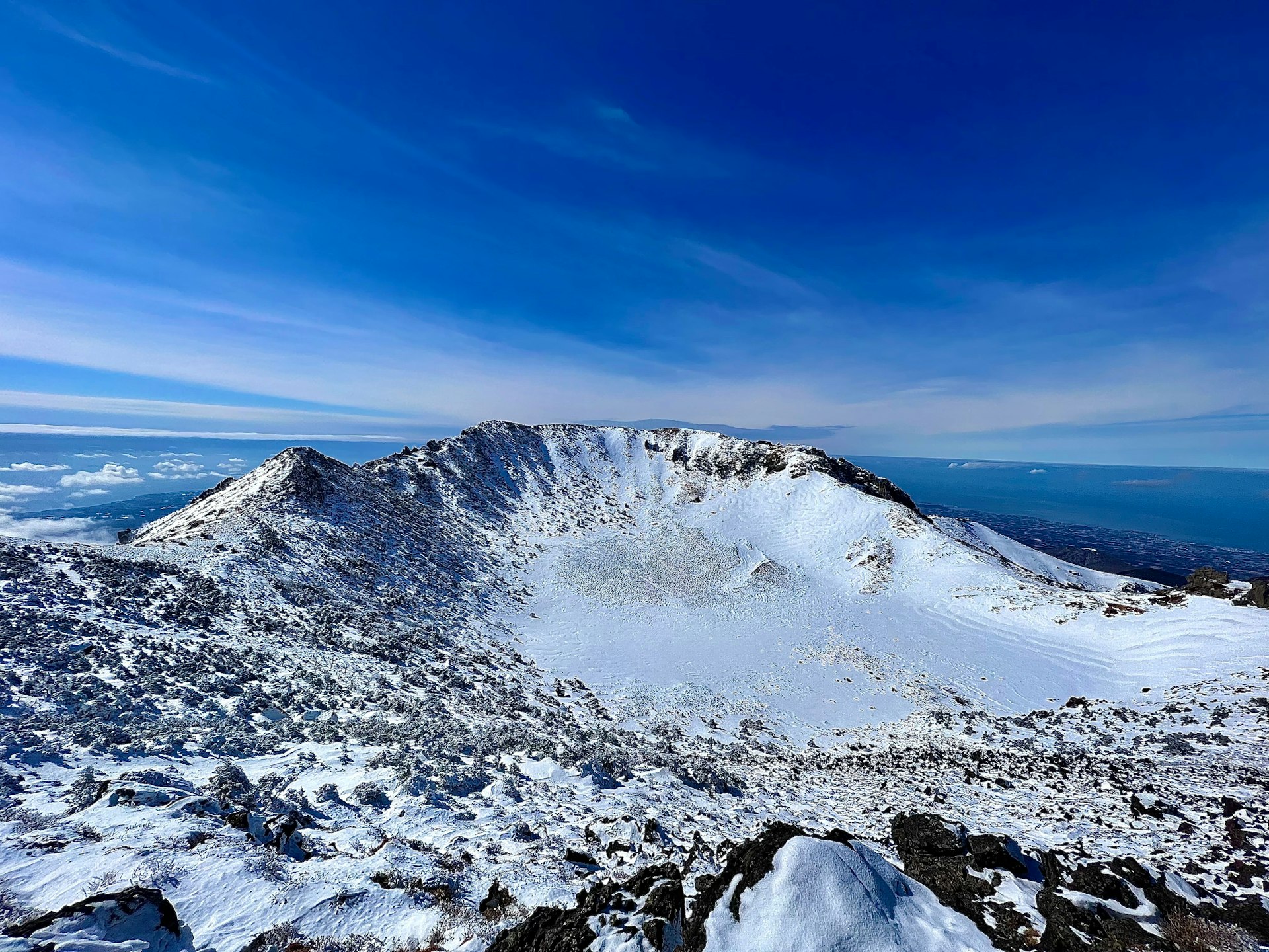 Halla Mountain covered with snow of Jeju island of South Korea