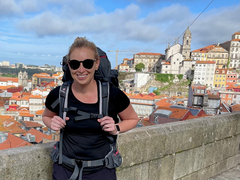 Melissa Yeager starting the Portuguese Way of the Camino de Santiago.