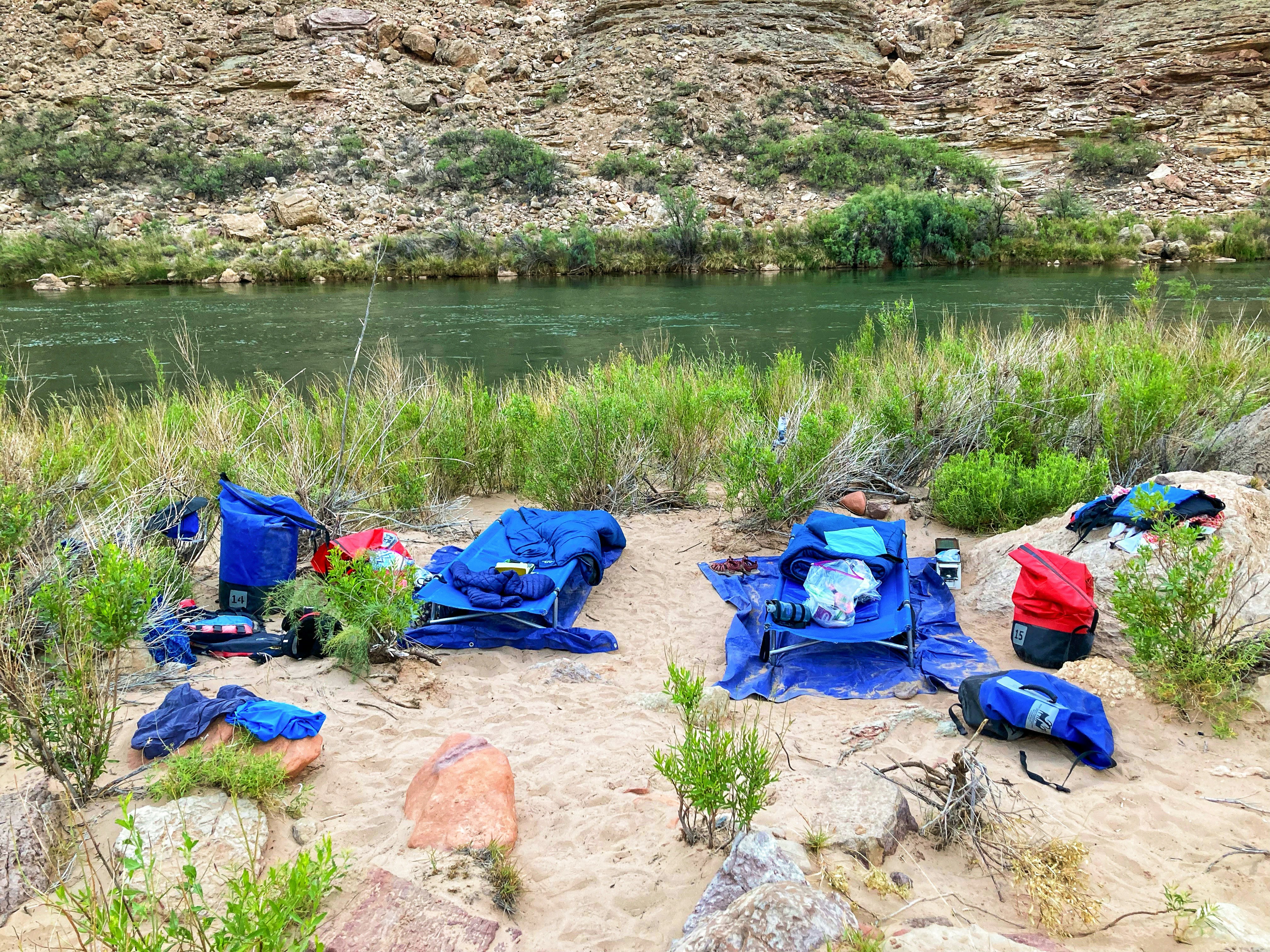 Campground for rafters in the Grand Canyon