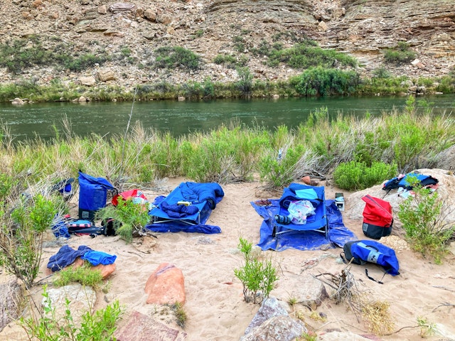 Campground for rafters in the Grand Canyon