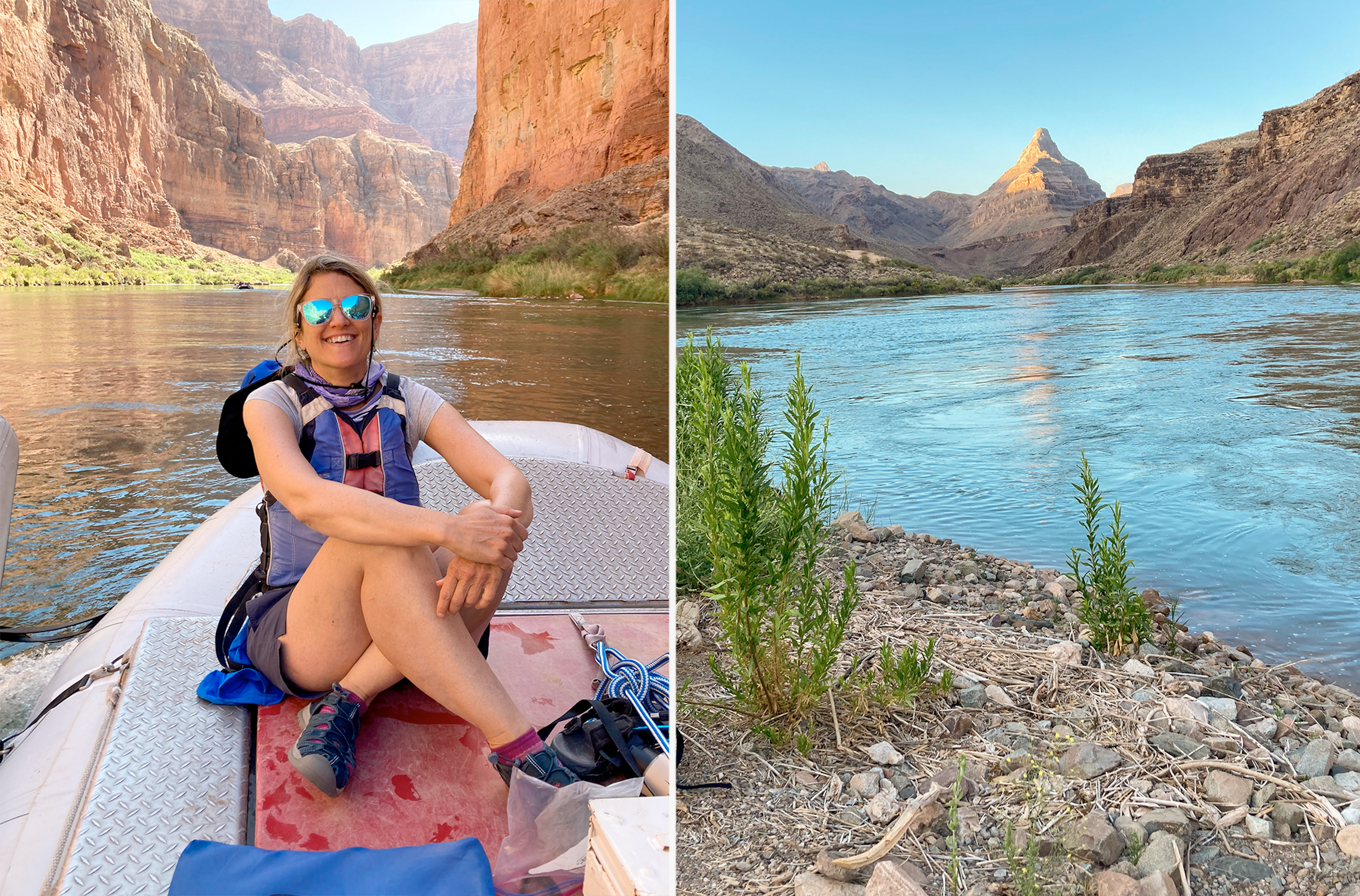 Writer Amy Balfour and scenery in the Grand Canyon