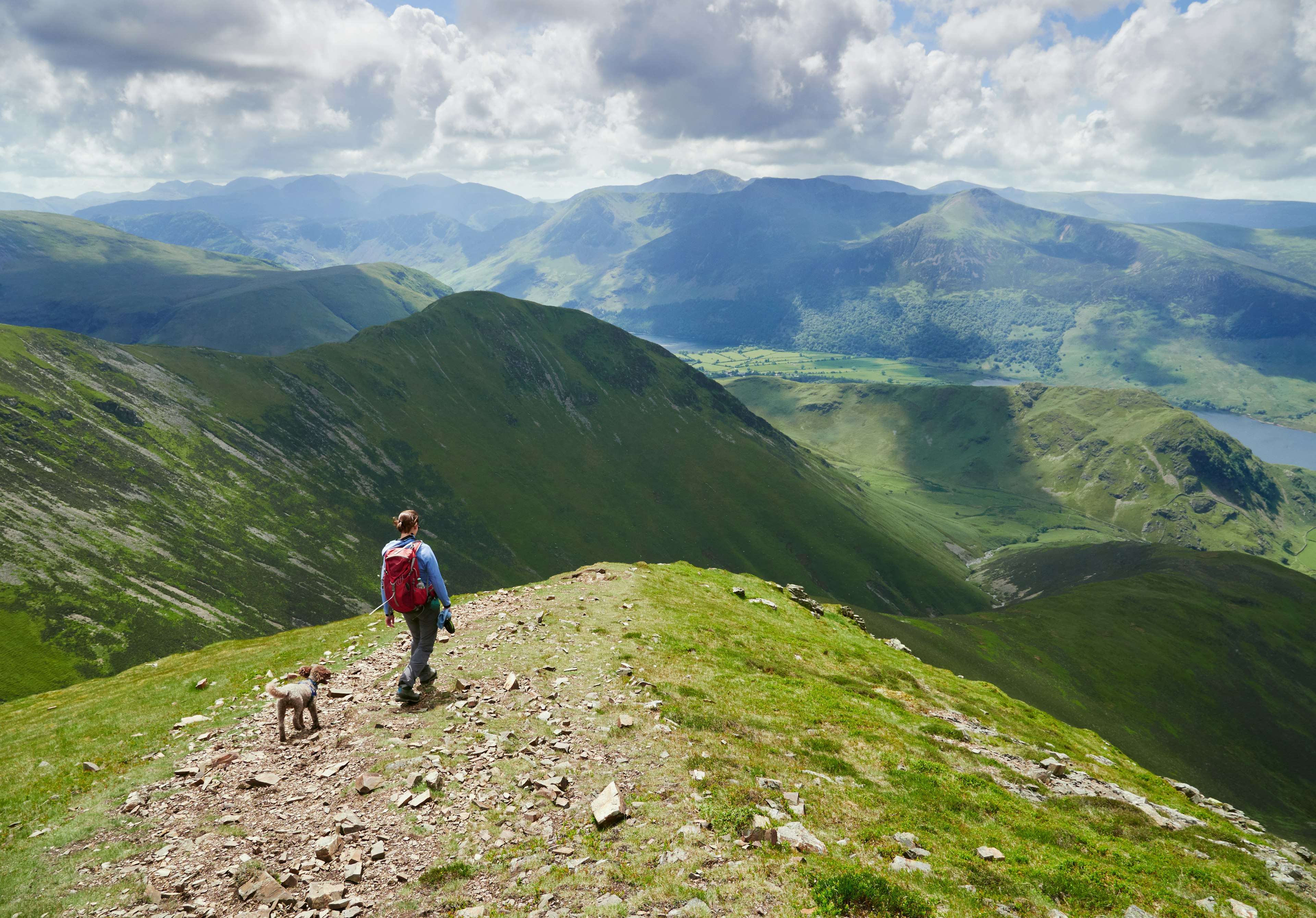 Descending from Grasmoor down Lad Hows in the English Lake District