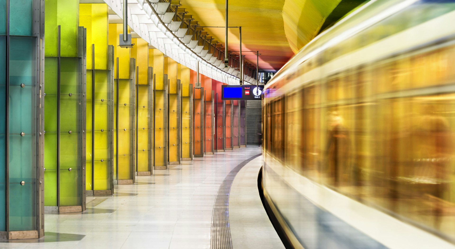 The colorful Candidplatz U-Bahn station in Munich, Germany