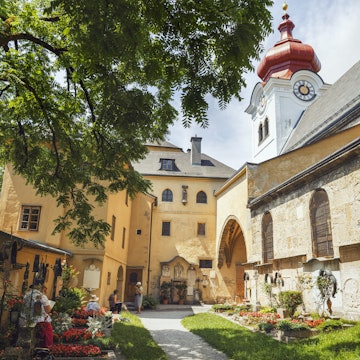 Exterior of the Nonnberg Abbey.