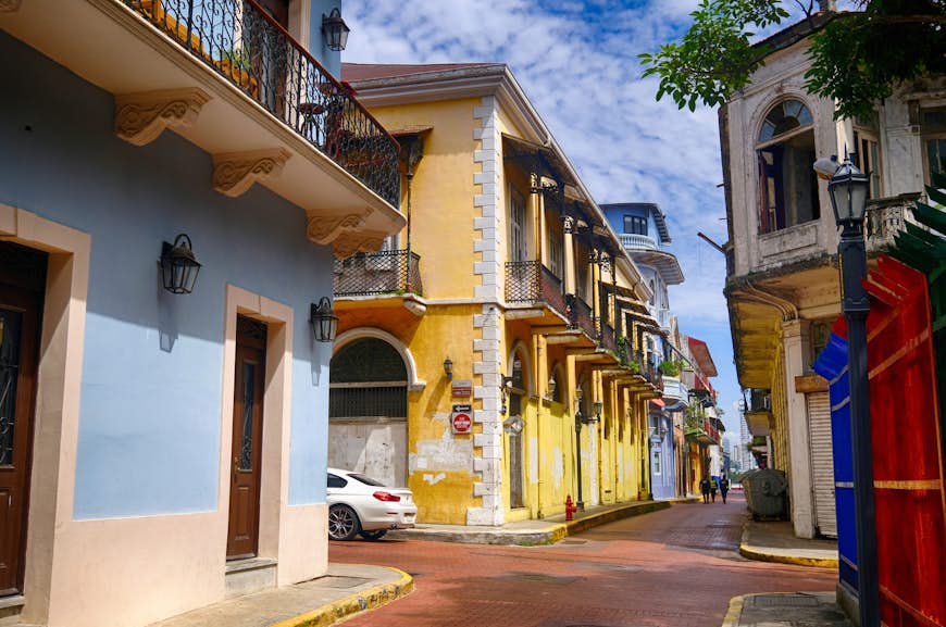 The old town of Panama City, lined with colorful buildings