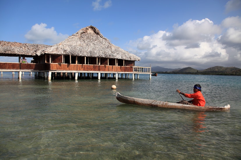 A villager in a dugout canoe in Guna Yala, Panama