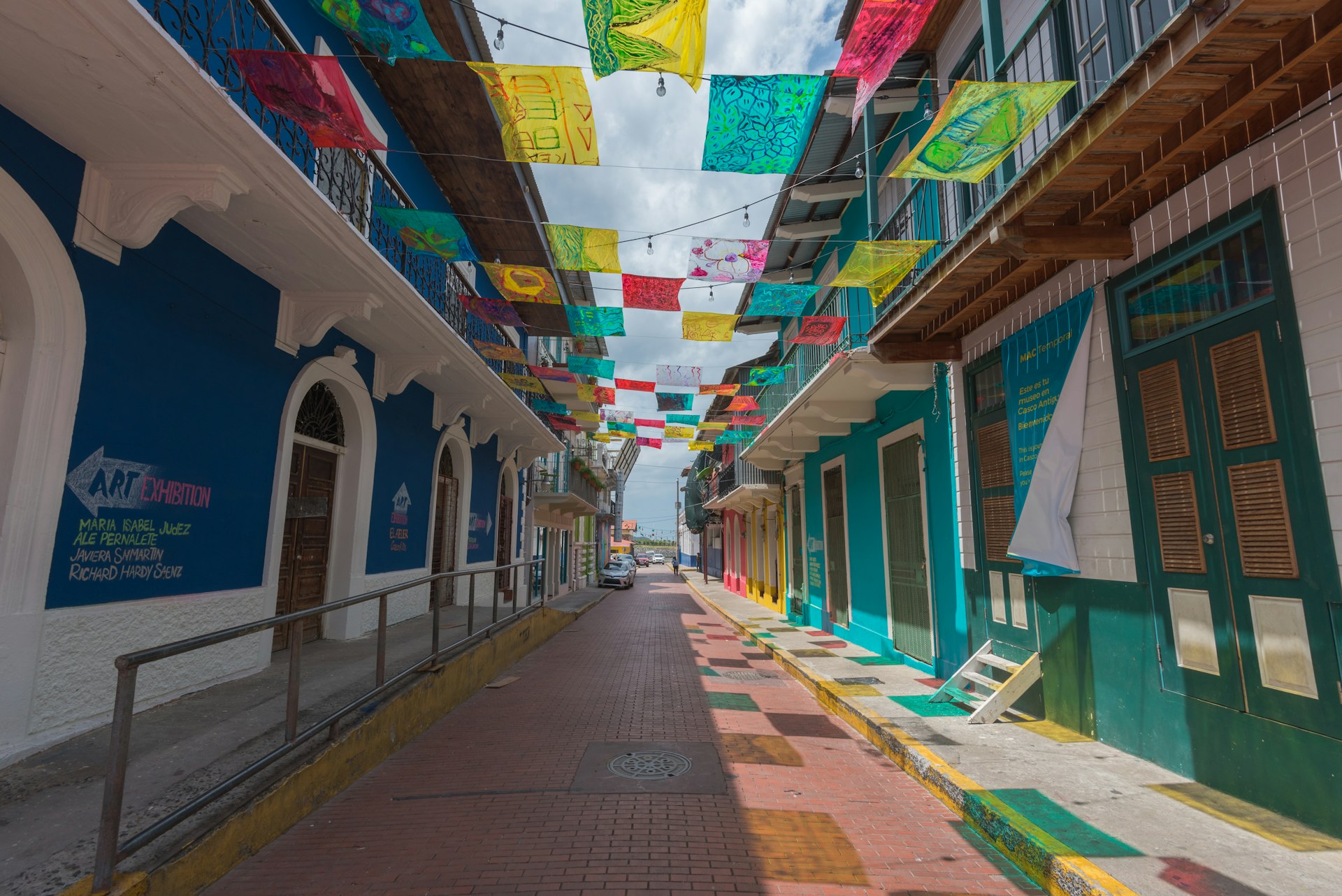 A brightly decorated block in Panama City captures the energy and charm of the city's art galleries