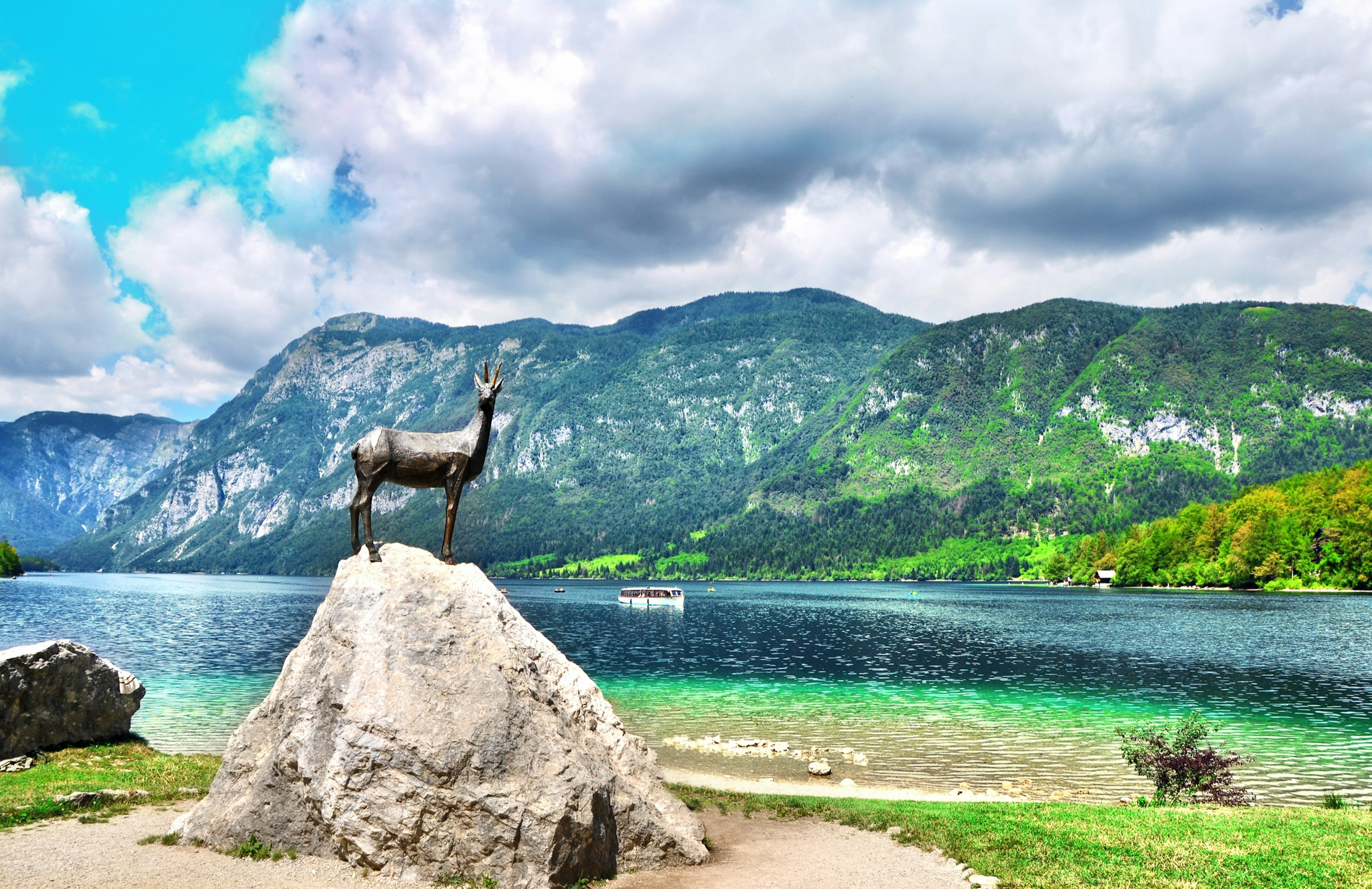 Bohinj,Lake,,Slovenia,-,August,03,2016:,Bronze,Statue,Of