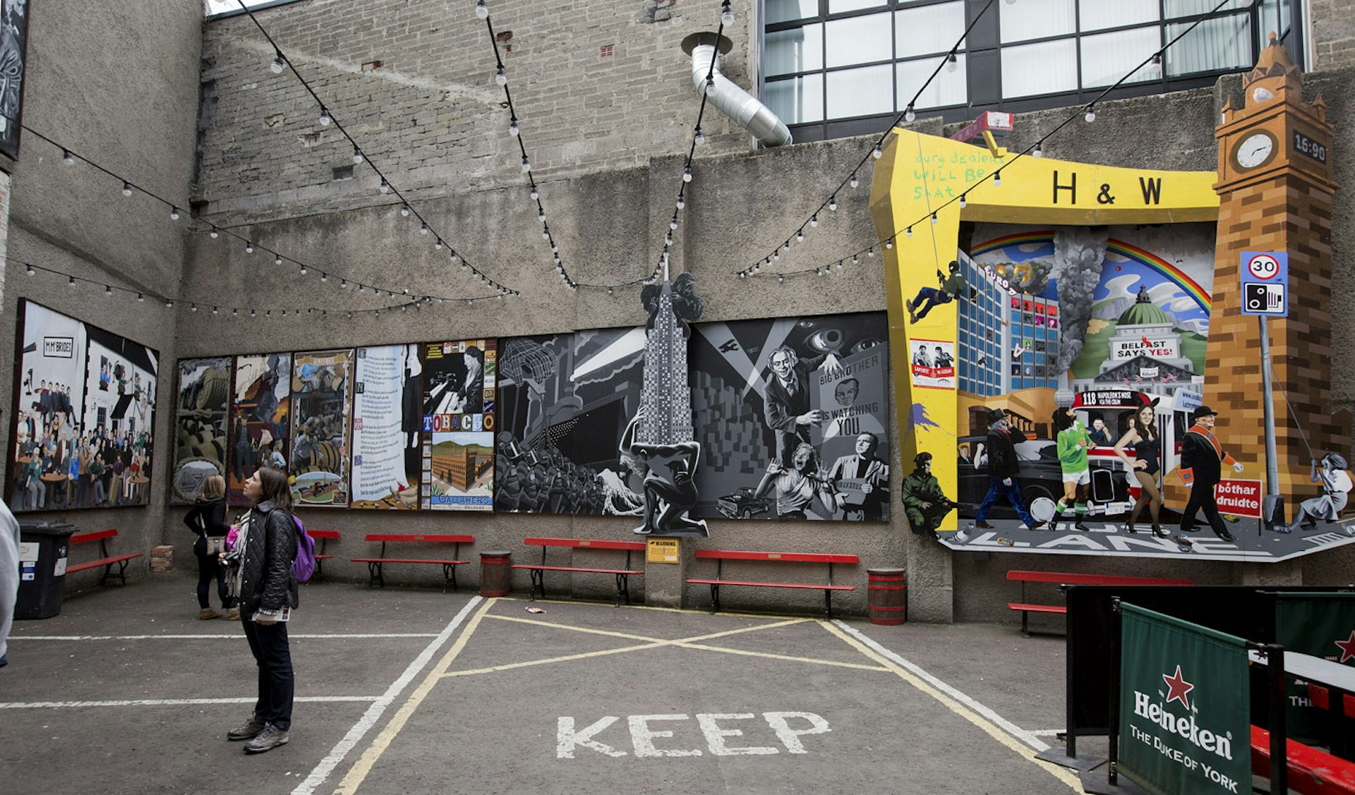 Street art murals in Commercial Court Belfast