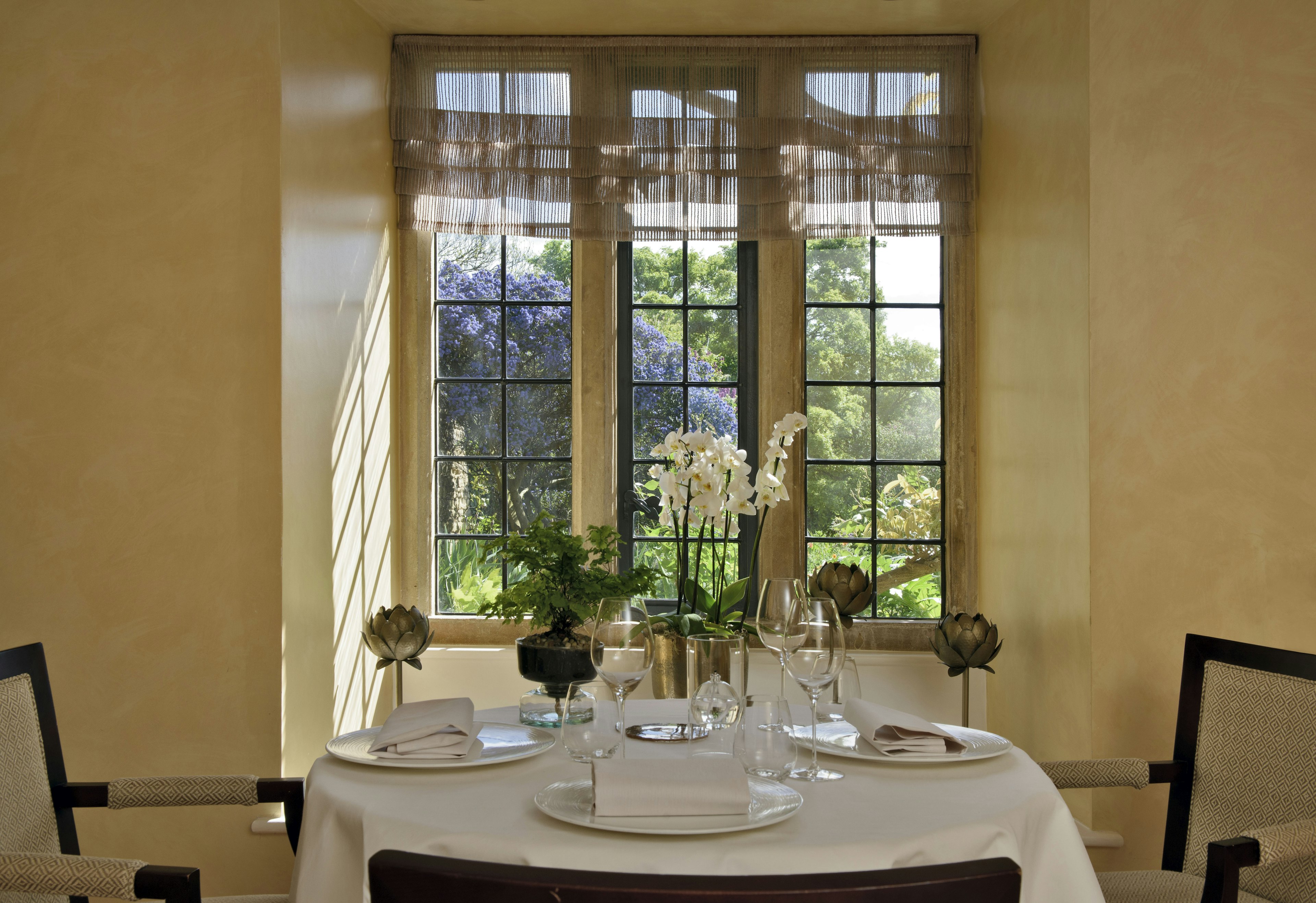 Chairs and a table in a fine dining restaurant