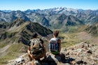 young couple of hiker in the french Pyrenees mountains; Shutterstock ID 1823051060; your: Sloane Tucker; gl: 65050; netsuite: Online Editoral; full: France Natural Wonders Article
