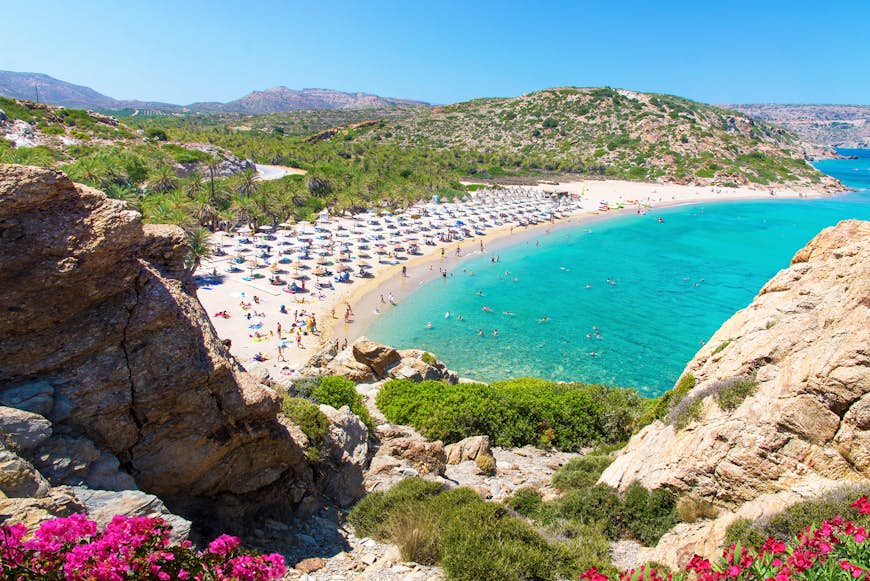A view of the beach at Vai, Crete, Greece