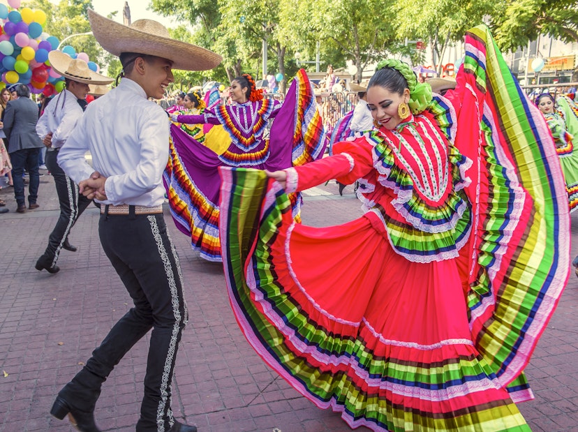 GUADALAJARA , MEXICO - AUG 28 : Participants in a parde during the 23rd International Mariachi & Charros festival in Guadalajara Mexico on August 28 , 2016. ; Shutterstock ID 500552506; your: Sloane Tucker; gl: 65050; netsuite: Online Editorial; full: Guadalajara Things to Know Article