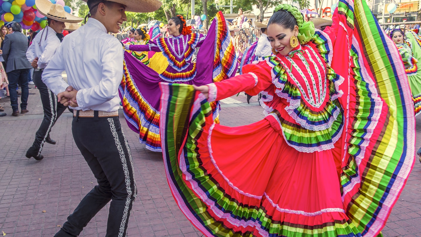 GUADALAJARA , MEXICO - AUG 28 : Participants in a parde during the 23rd International Mariachi & Charros festival in Guadalajara Mexico on August 28 , 2016. ; Shutterstock ID 500552506; your: Sloane Tucker; gl: 65050; netsuite: Online Editorial; full: Guadalajara Things to Know Article