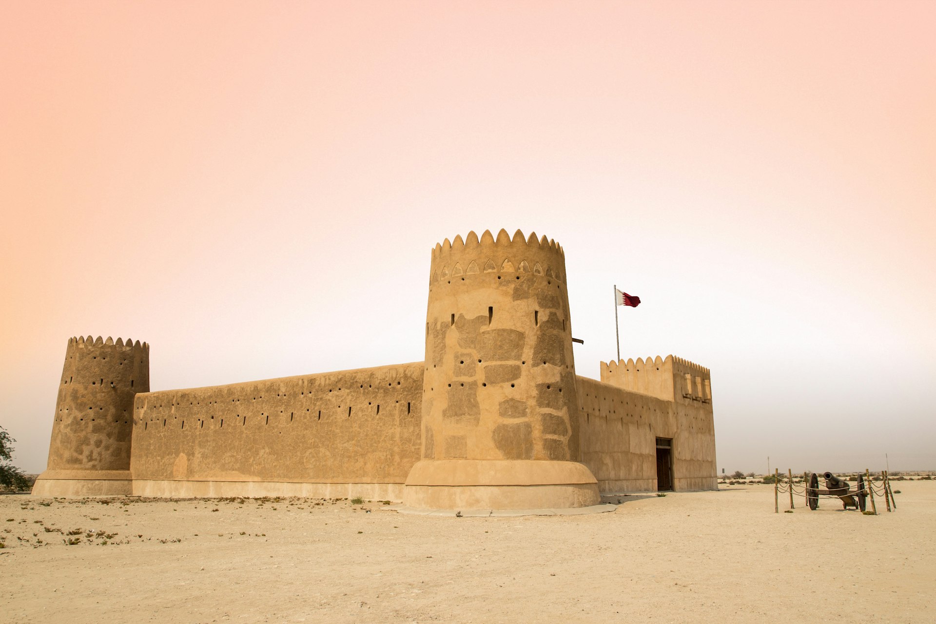 The historic Al Zubarah Fort, a former military fortress, stands in the Qatar desert