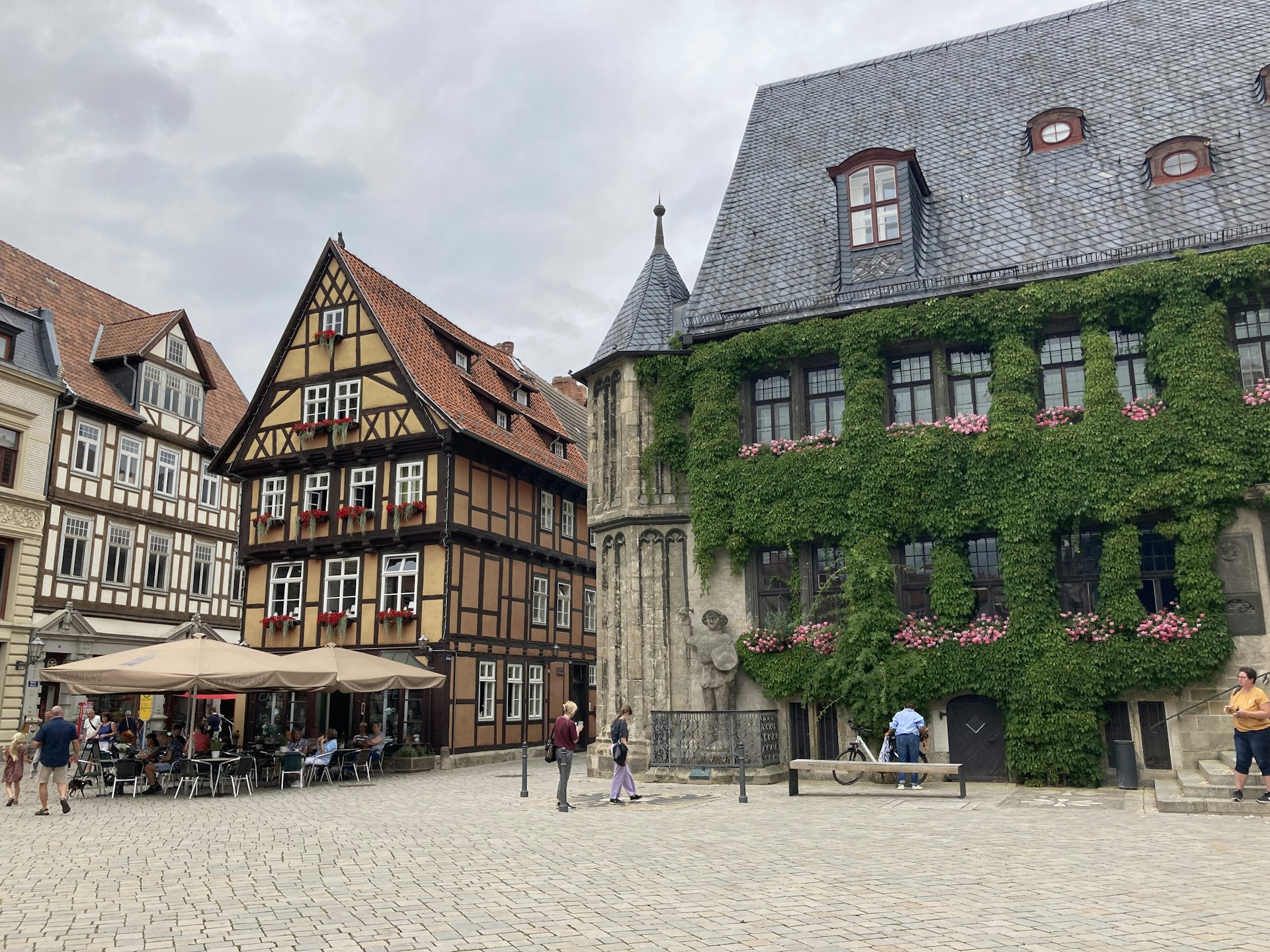 The half-timber old town hall of Quedlinburg. 