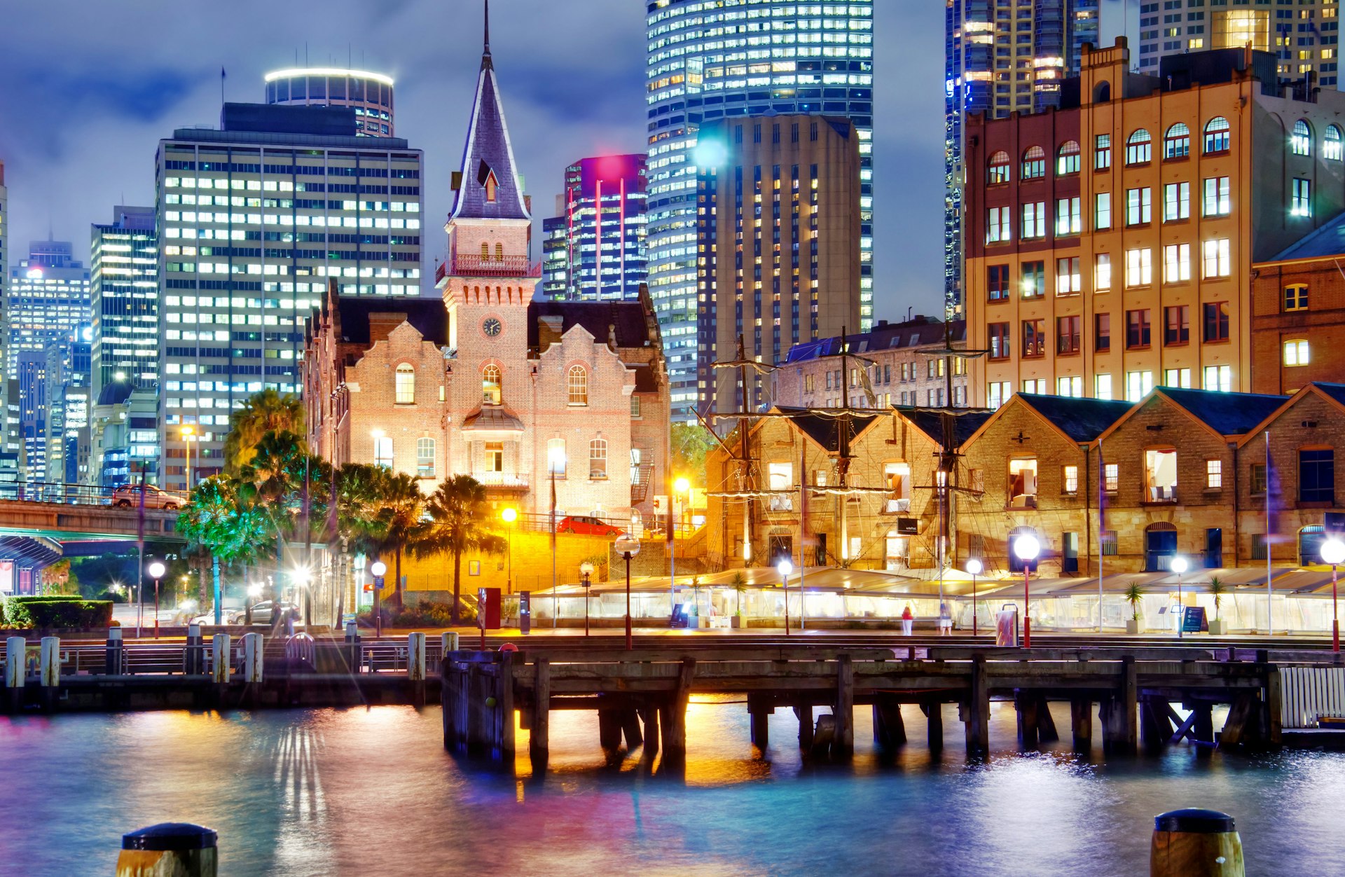 The Rocks as dusk settles over Sydney