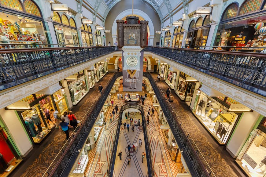 People shopping at the Queen Victoria Building (QVB) in Sydney