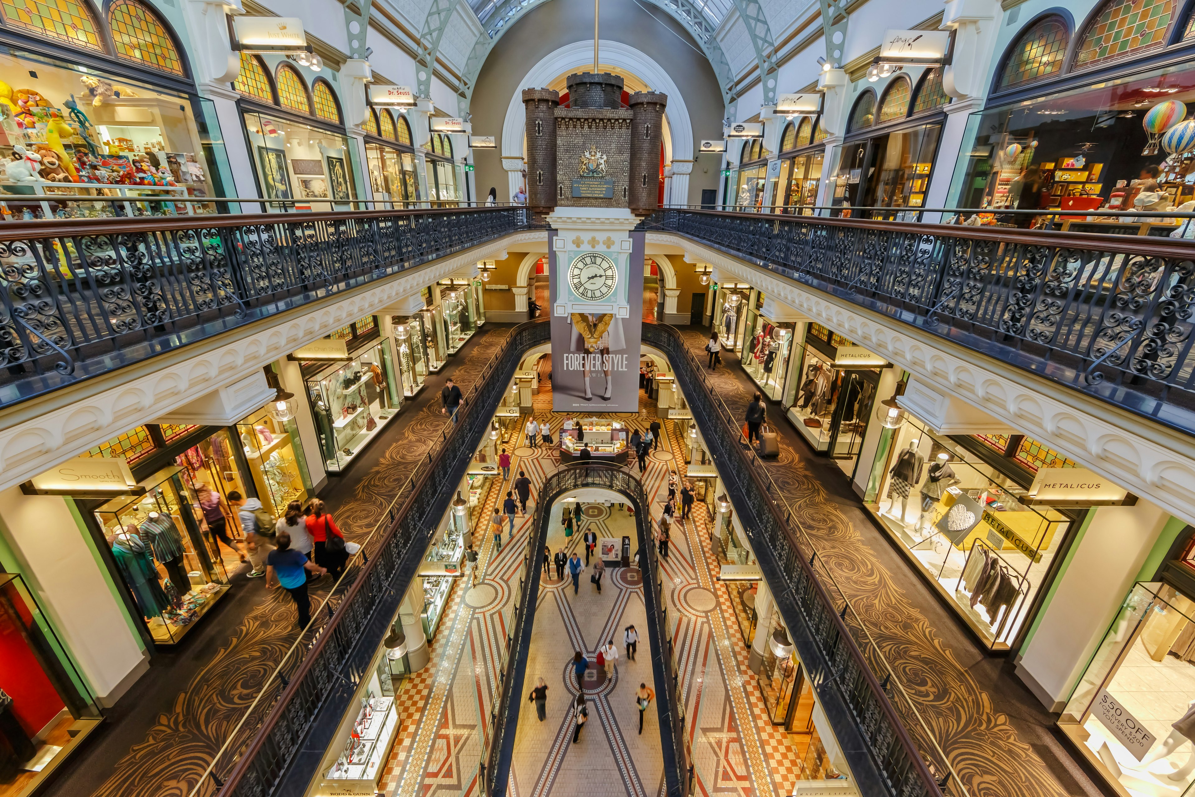 People shopping at the Queen Victoria Building (QVB) in Sydney