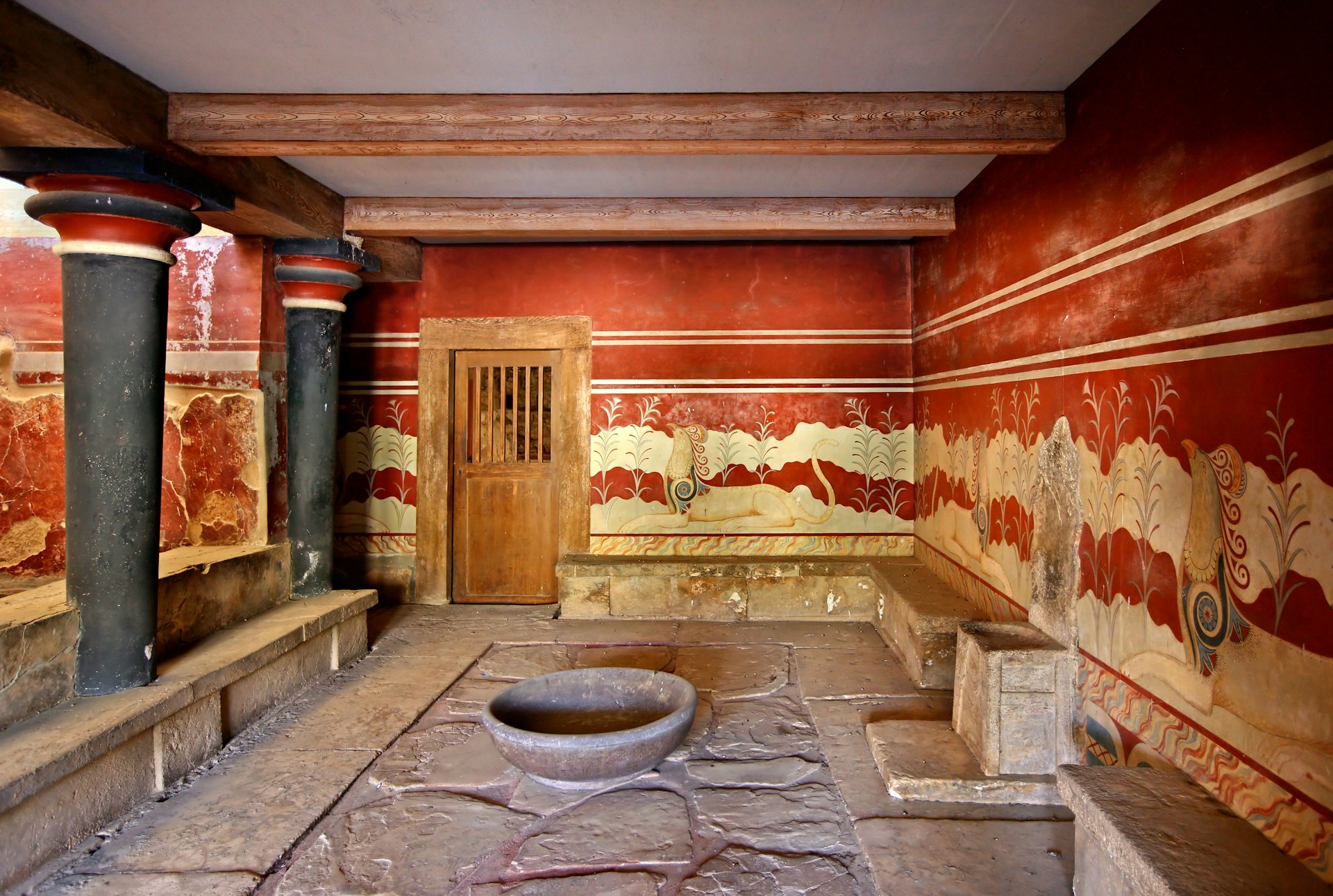 The hall of the throne in the Minoan Palace of Knossos, Heraklion