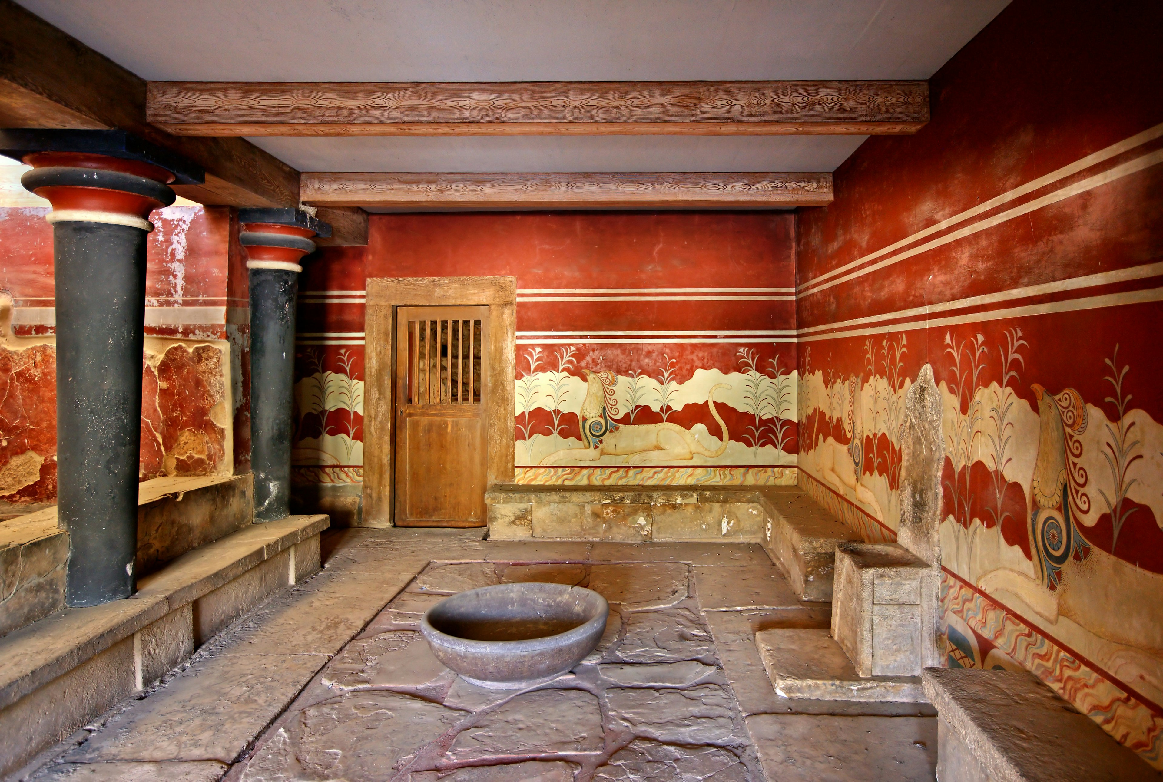 The hall of the throne in the Minoan Palace of Knossos, Heraklion