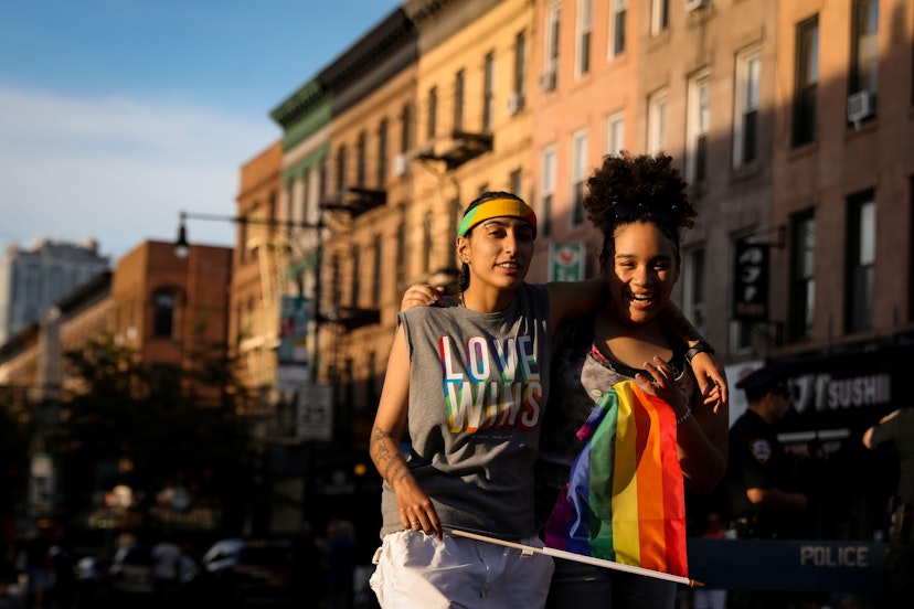 2CK92HR Participants takes part in the Brooklyn Pride Twilight Parade in the Brooklyn borough of New York City, U.S., June 8, 2019. REUTERS/Brendan McDermid