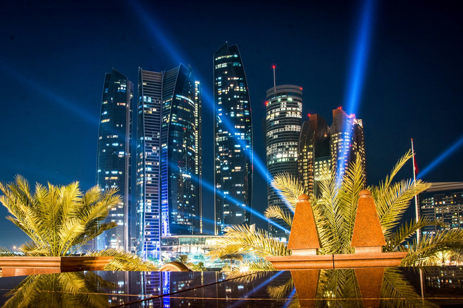 View,Of,Abu,Dhabi,Skyline,At,Night,,United,Arab,Emirates