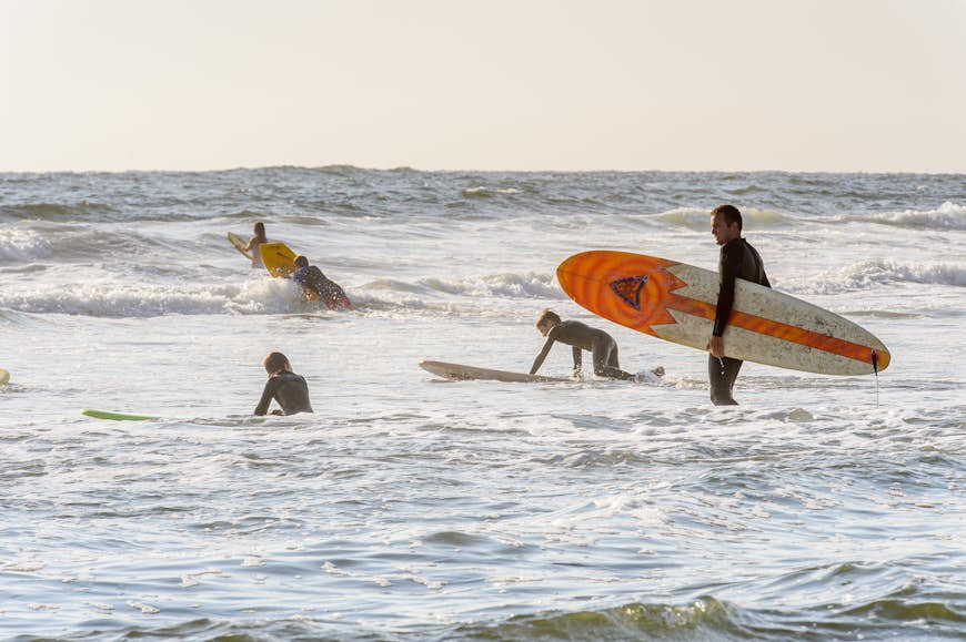 Unidentified surfer on the Atlantic coast of Swakopmund. 