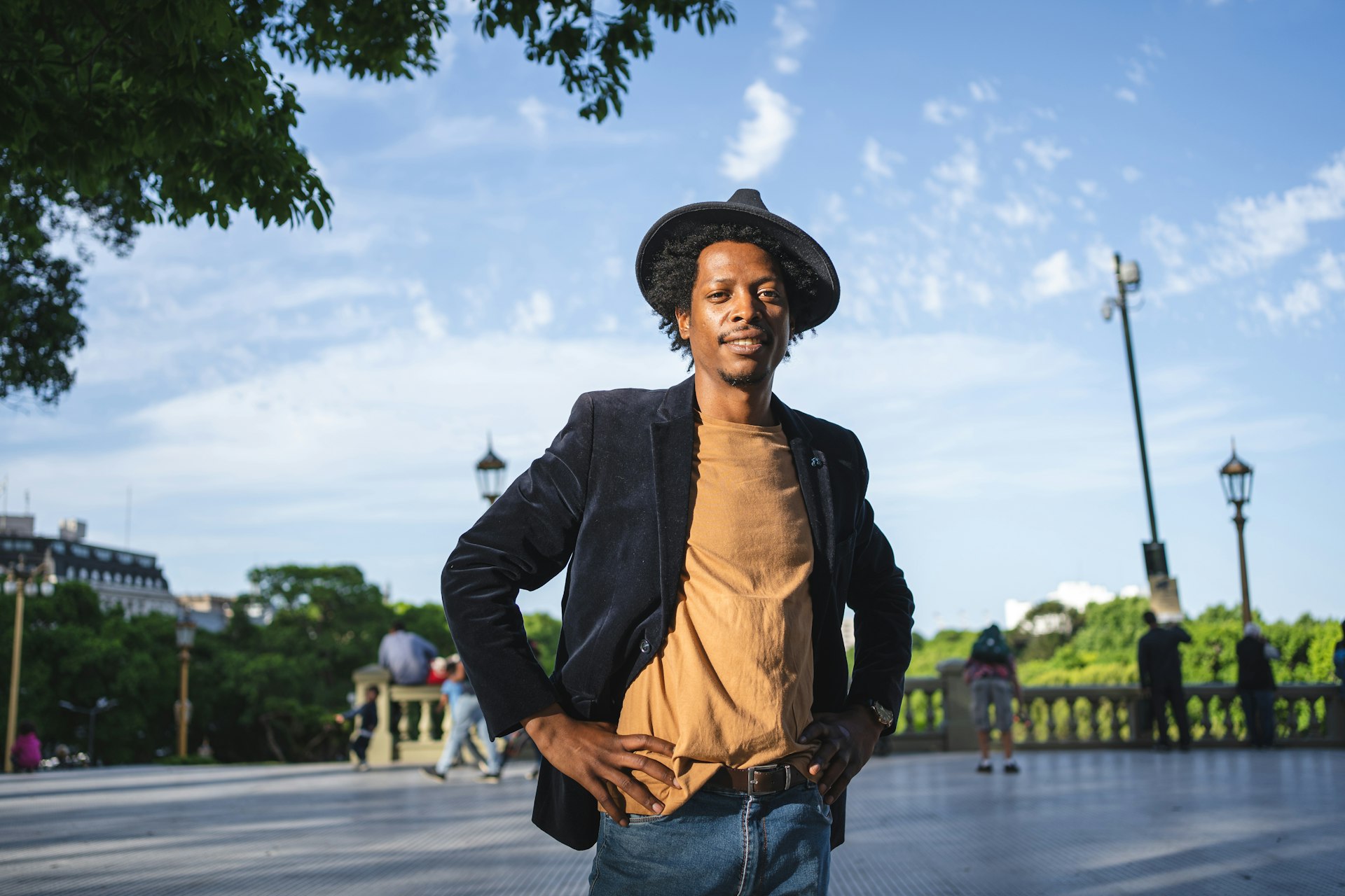 Modern African American tourist in Buenos Aires, Argentina