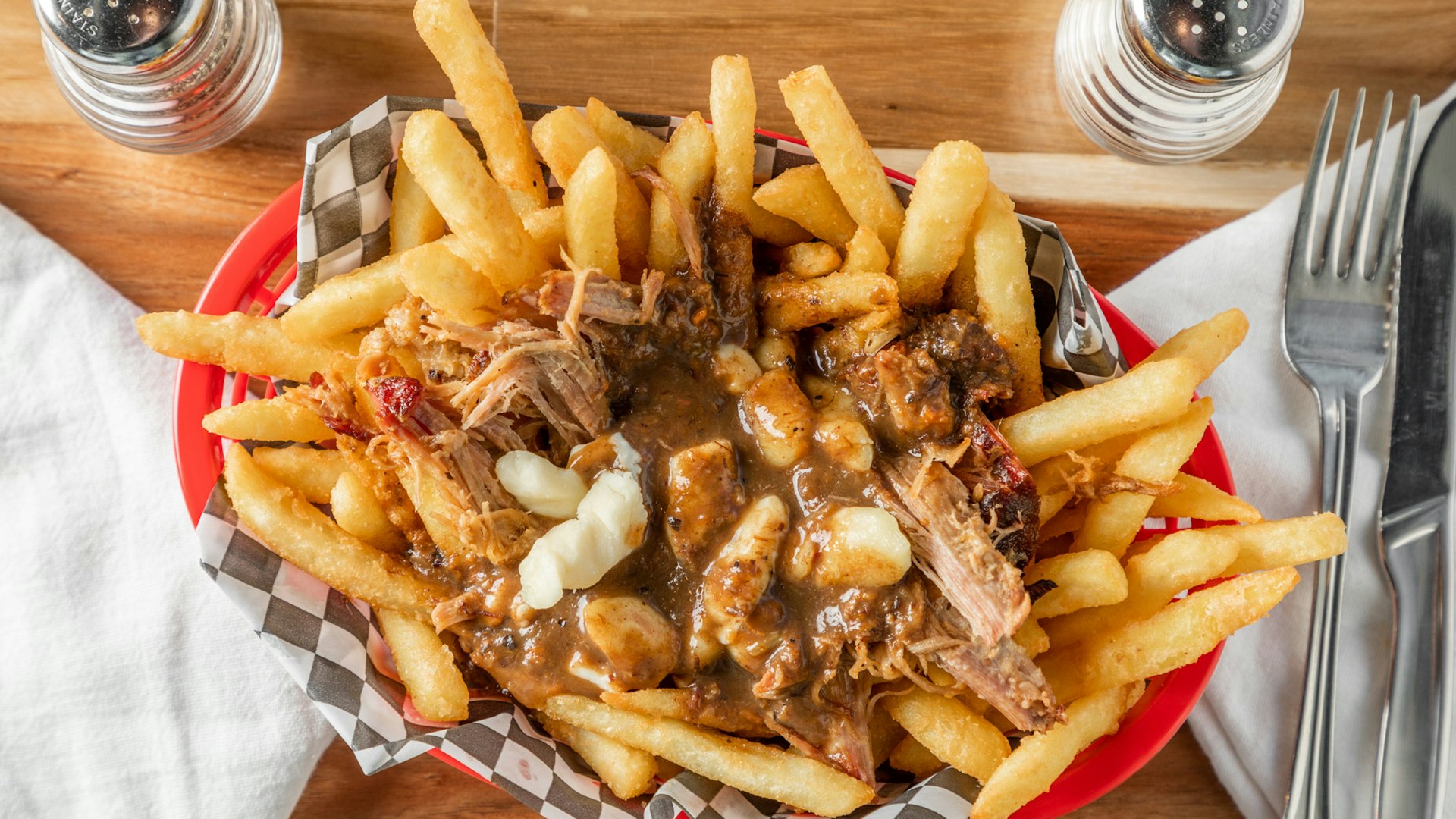 Poutine with an American flavor at Big T's BBQ in Calgary, Alberta 