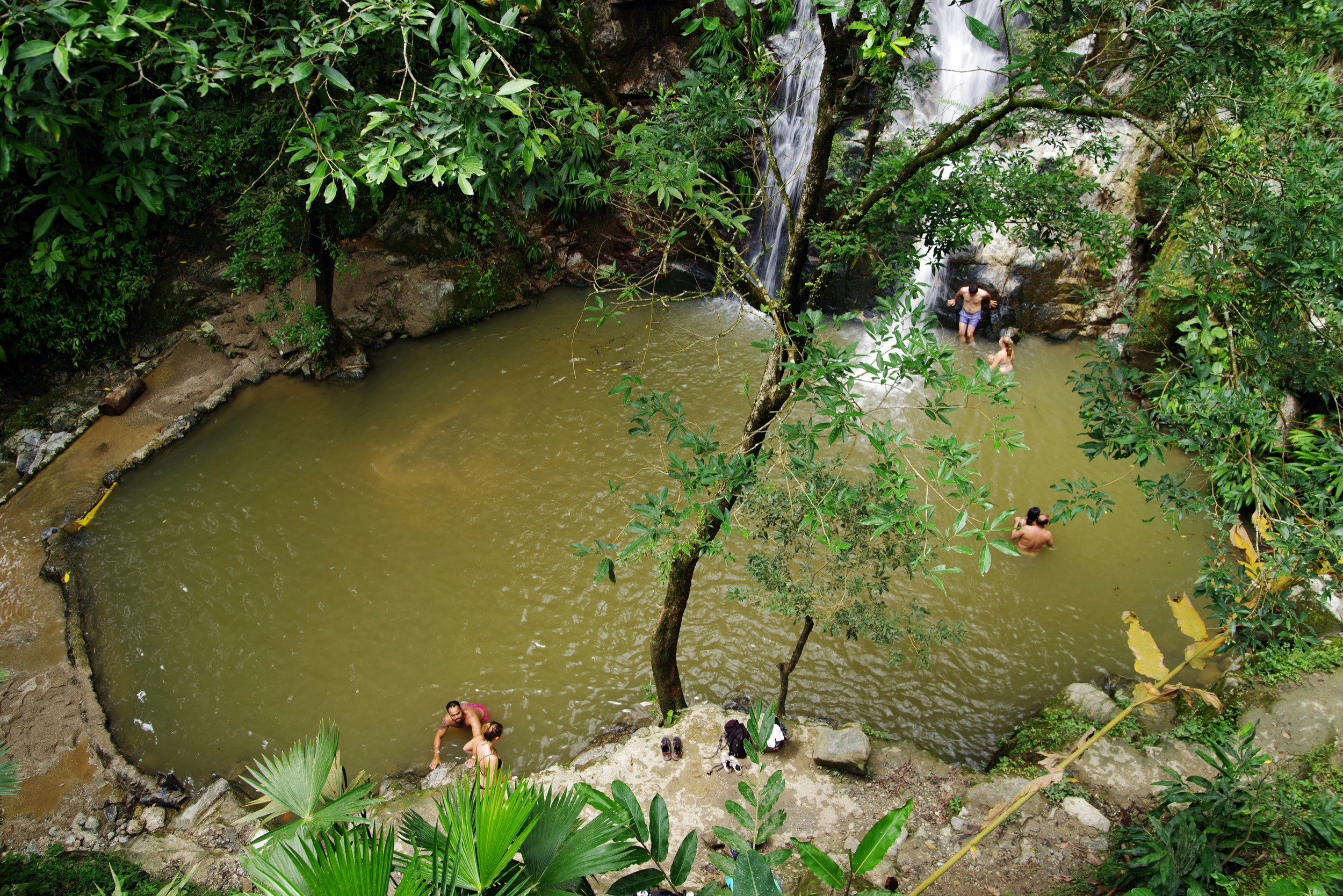 Mincxa,,Colombia,,14,August,,2018:,Tourists,Swimming,In,Marinka,Waterfall
