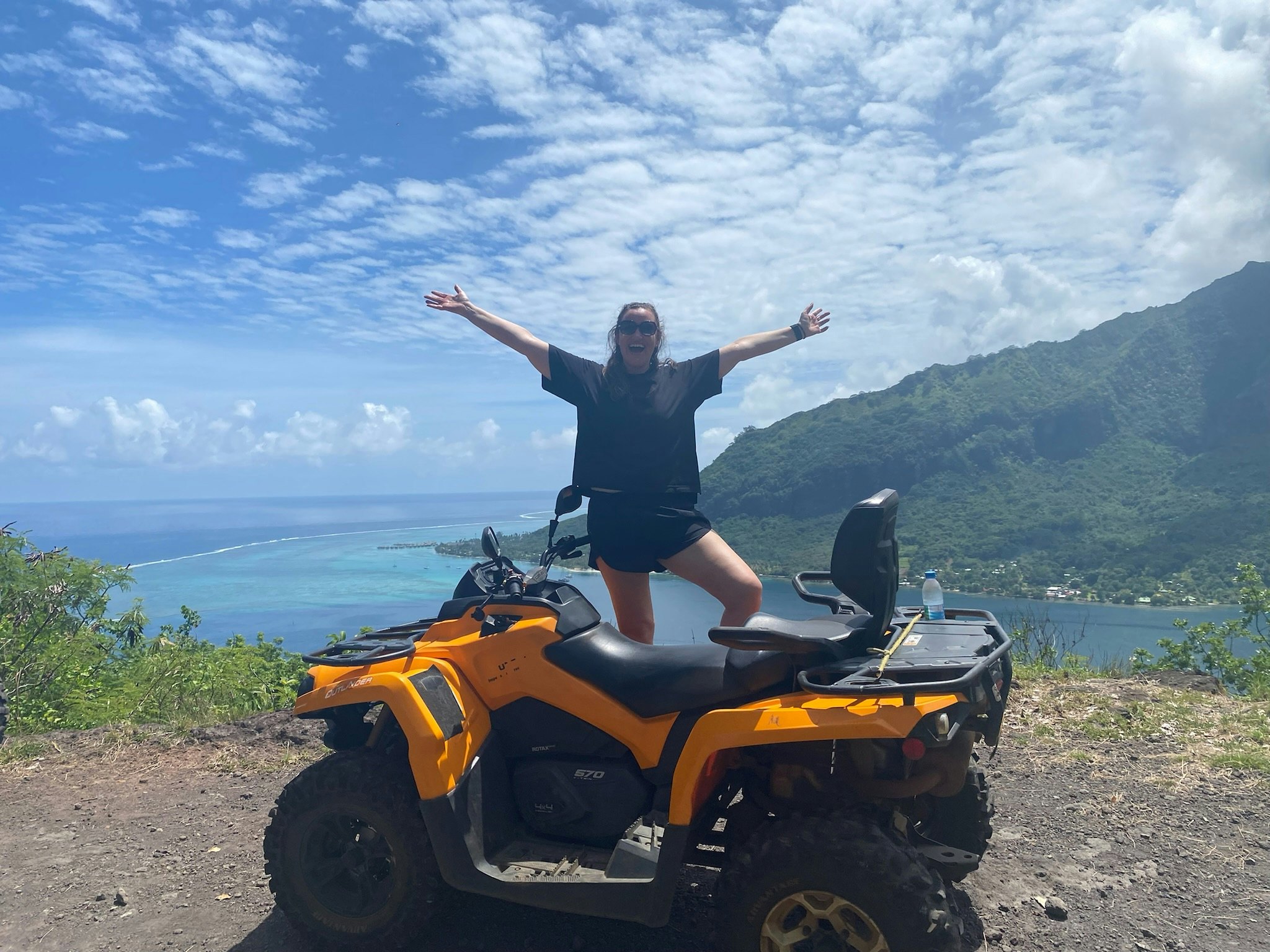 Caitlin on an ATV tour in Mo'orea