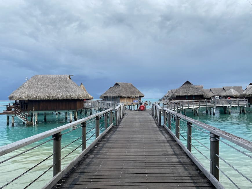 The walk out to the resort's overwater bungalows