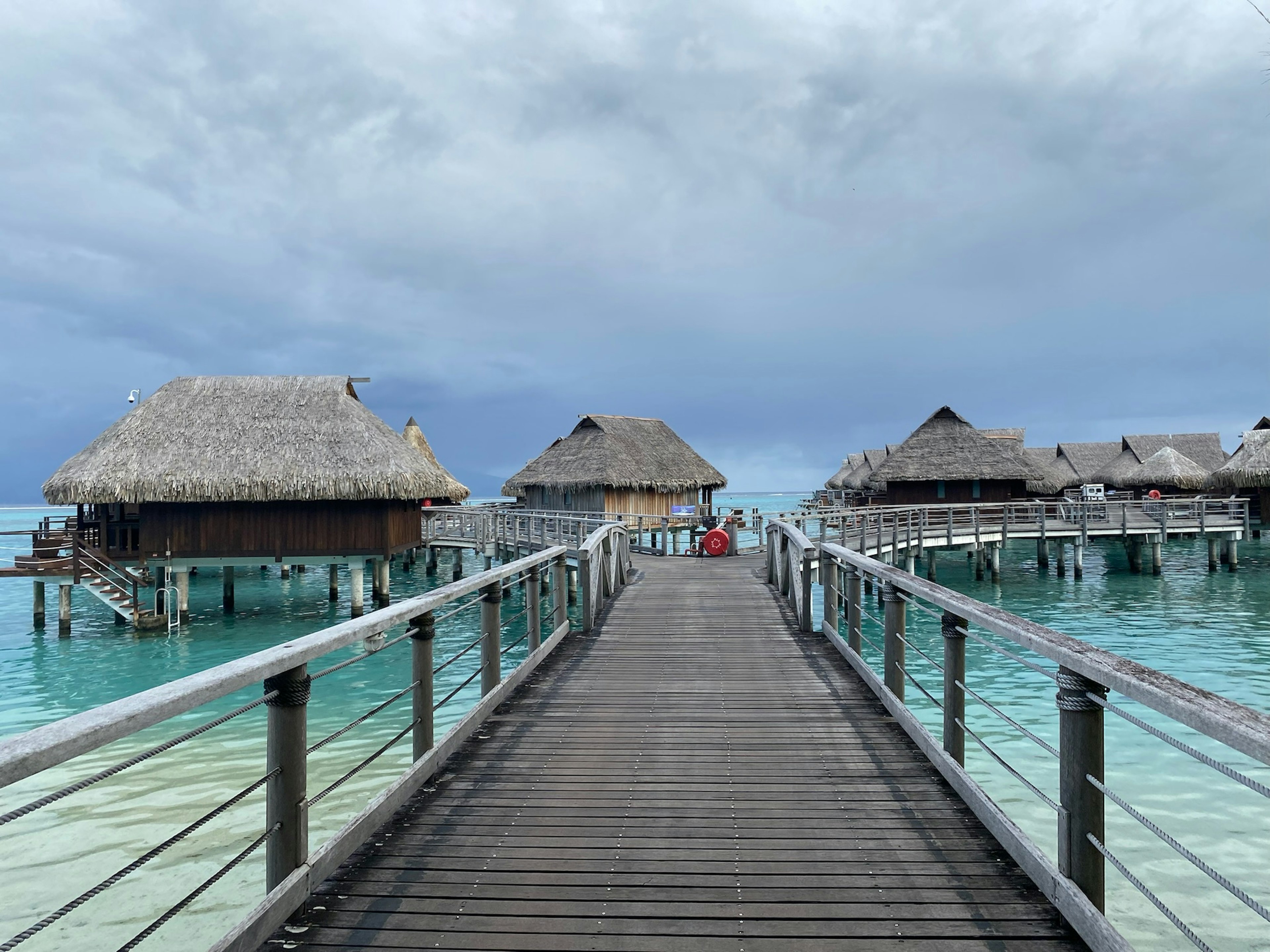 The walk out to the resort's overwater bungalows