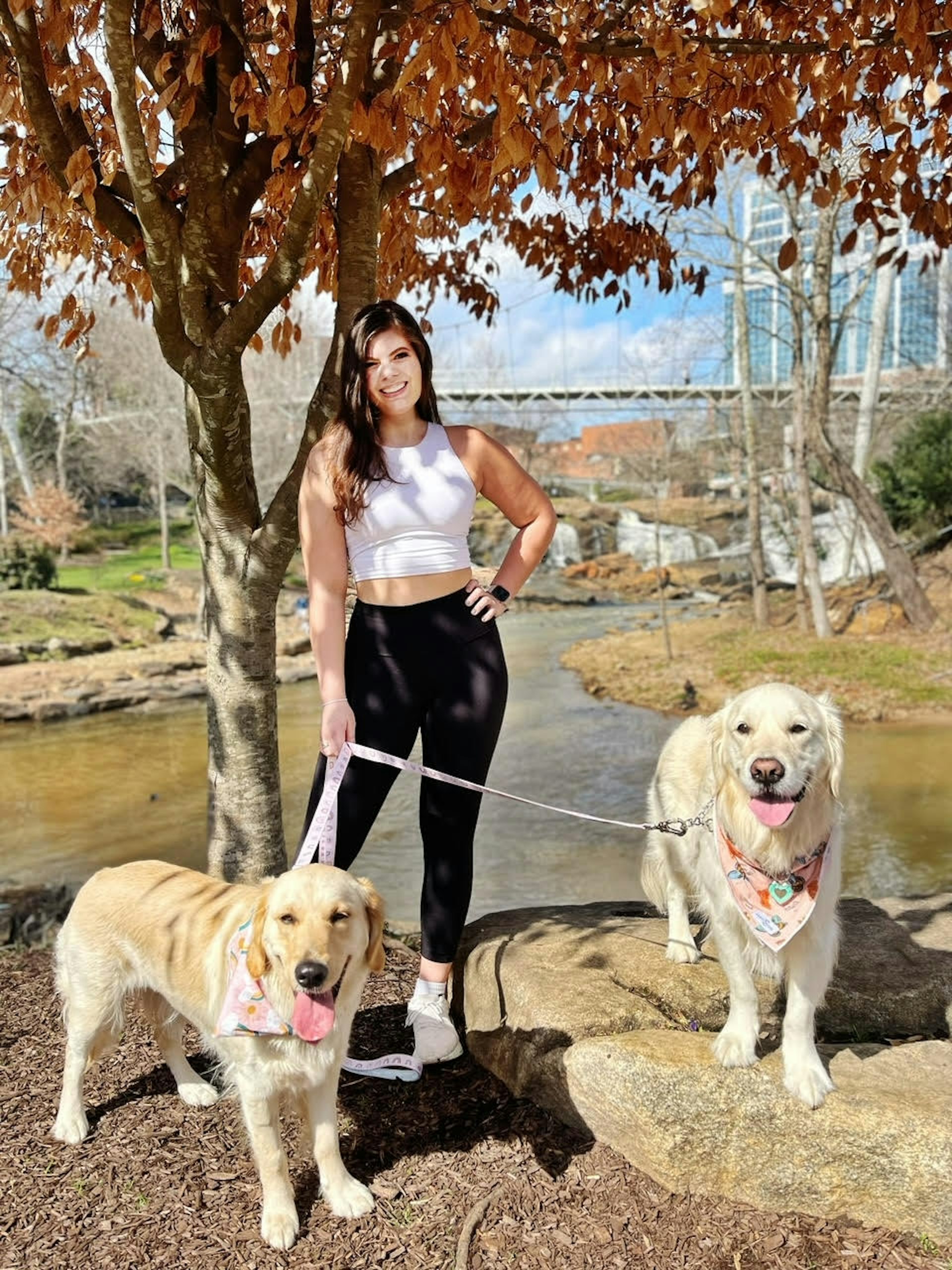 Jennifer Fleischer with her dogs Hopey and Shayna