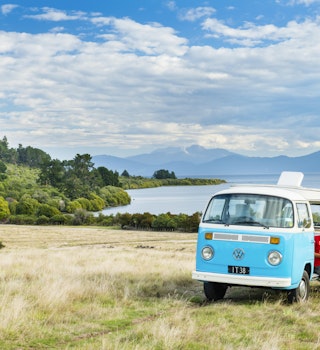 Campervan beside Lake Taupo, North Island, New Zealand