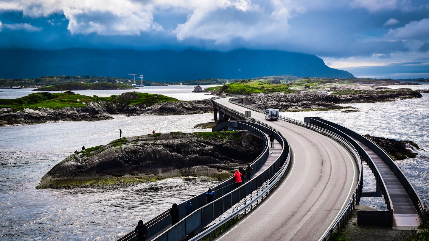 Atlantic Ocean Road, passing through the several small islands in Norwegian Sea, is part of National Tourist Routes of Norway.