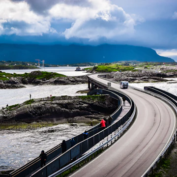 Atlantic Ocean Road, passing through the several small islands in Norwegian Sea, is part of National Tourist Routes of Norway.