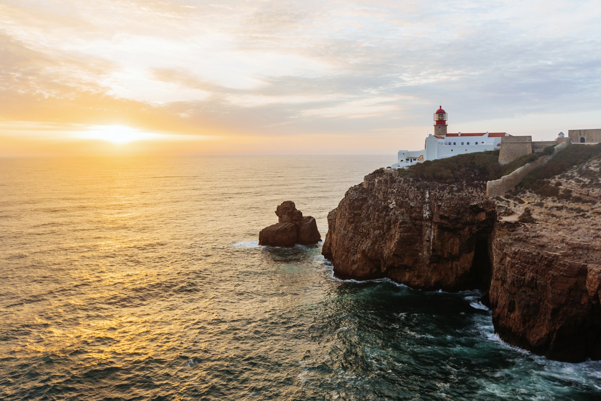 Lighthouse at Cabo De Sao Vincente during sunset, Algarve, Portugal