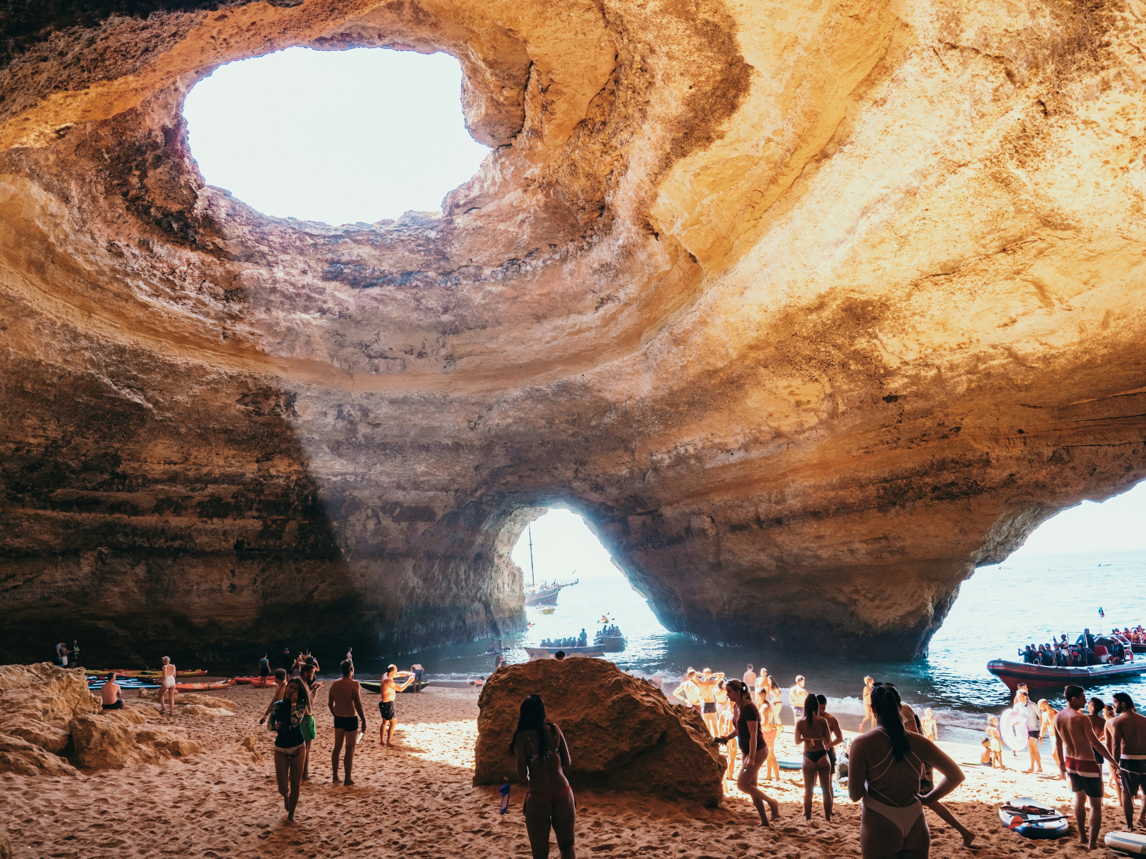 Crowds in Benagil cave