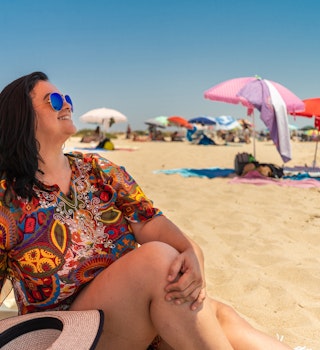 Women, Sunbathing, Praia do Barril, Tavira, Portugal